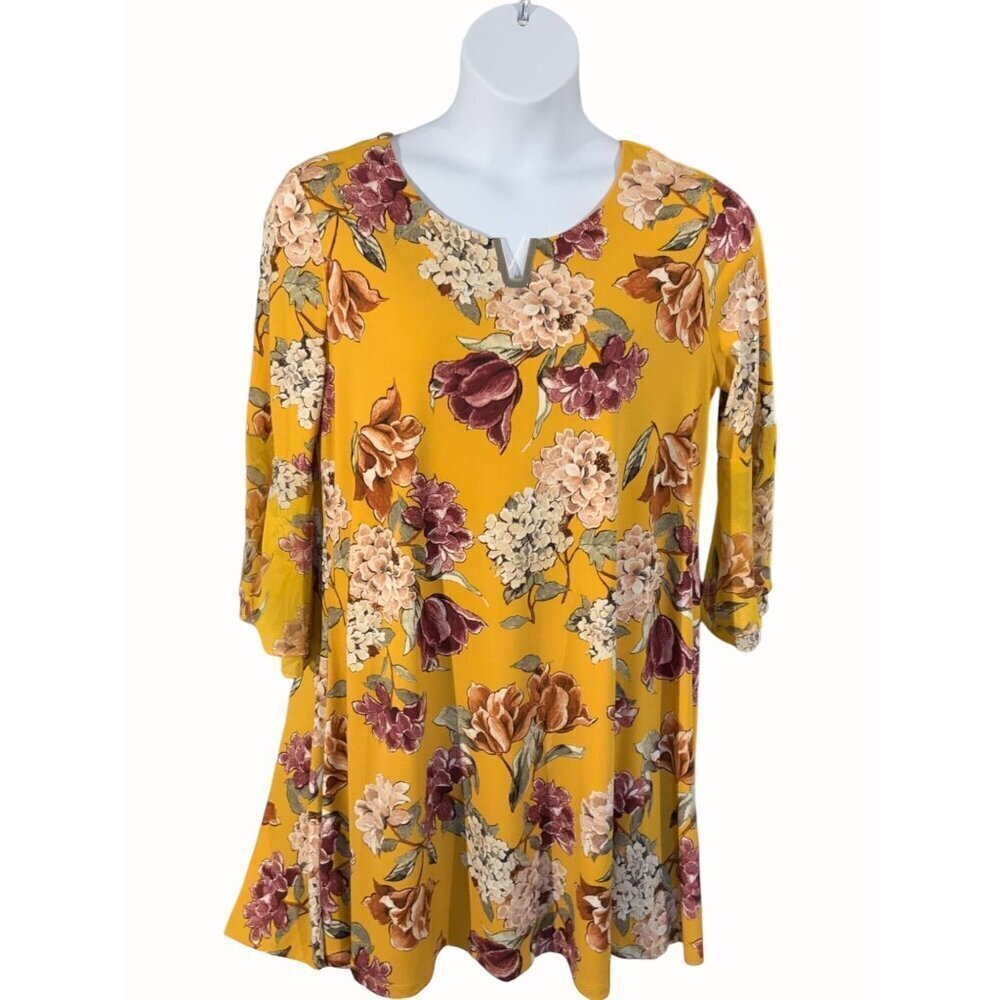 C est 1946 Vintage Style Women Large Floral Dress Quarter Peplum Sleeves Keyhole